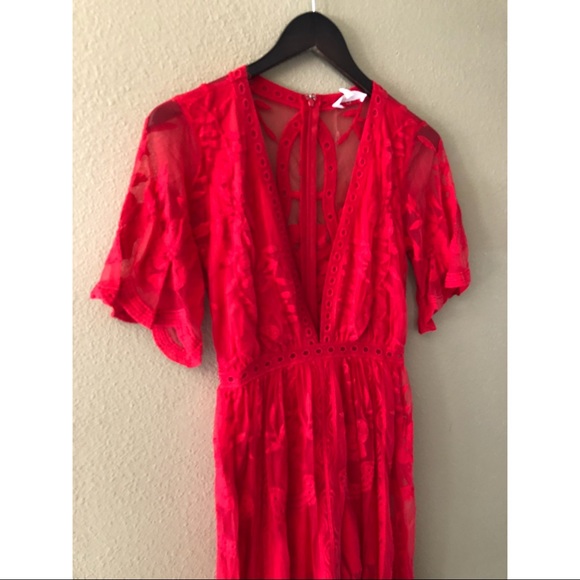 Honey Punch Lace Red Maxi Romper - Picture 5 of 5
